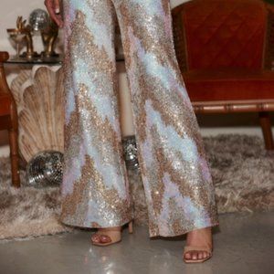 12th Tribe - Genevieve Ivory Multi Sequin Trousers - Size M